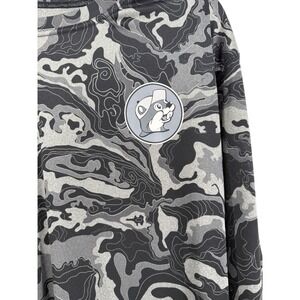 Buc-ee's Performance Shirt Mens Large Gray Topo Camo Long Sleeve Flag